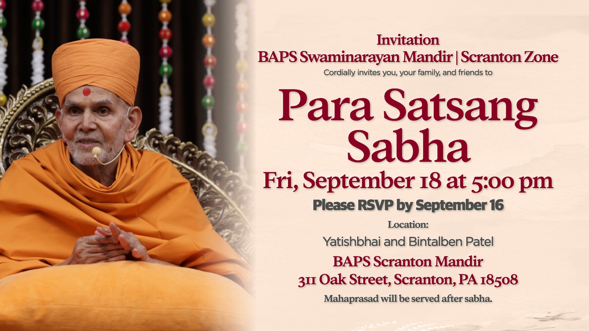 Para Satsang Sabha announcement